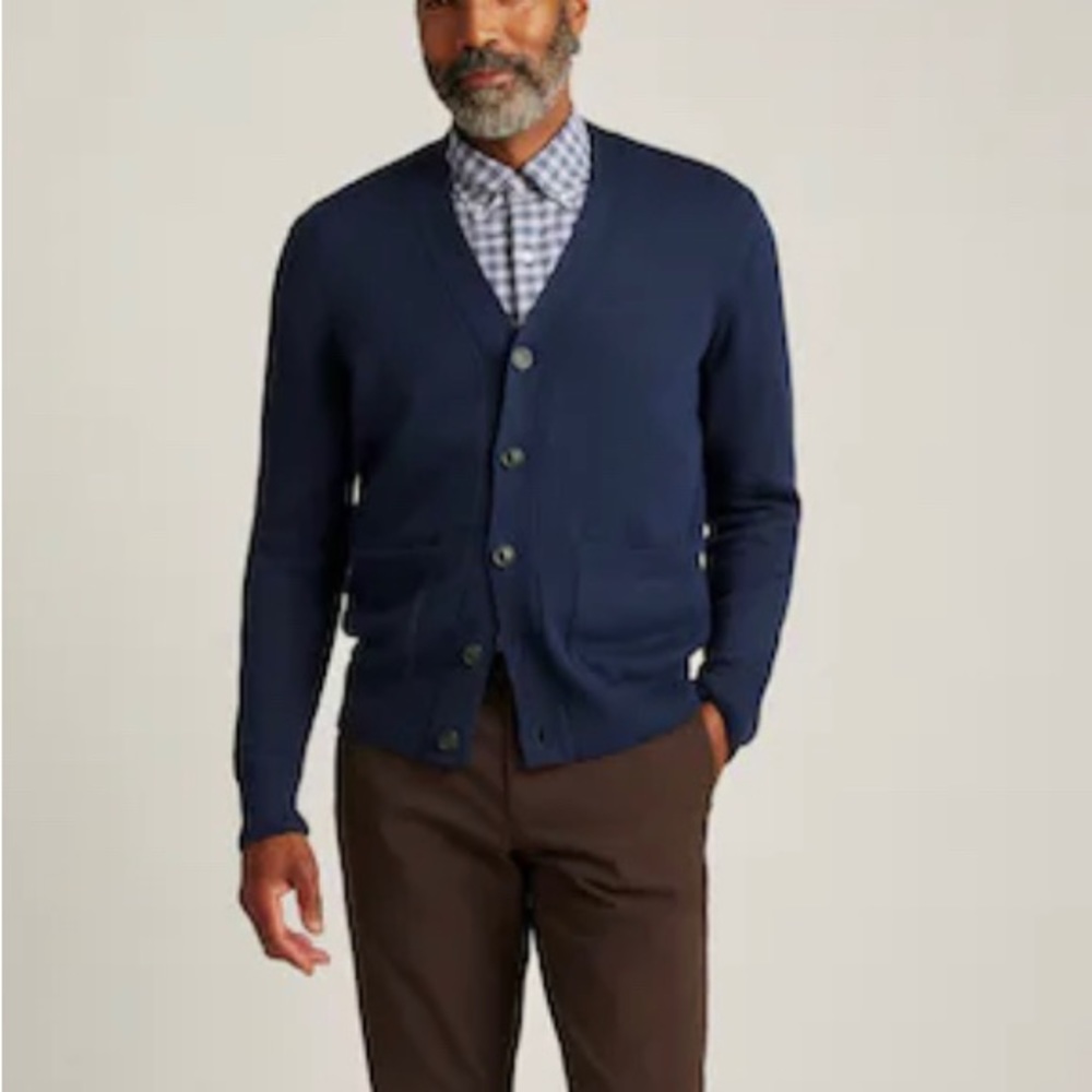BONOBOS Size XL Men’s Cardigan Cotton V-Neck Indigo Blue Cotton Golf $139 NEW